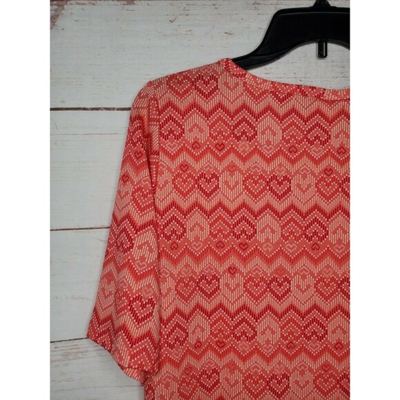 LulaRoe XL 3392 GiGi Peach Heart Squiggly Line Short Sleeve Poly/Spandex Shirt - Picture 6 of 12